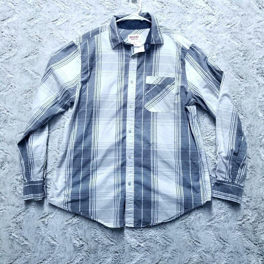 Mossimo Supply Co Shirt Mens‎ L Gray Plaid Casual Button Down Long Sleeve